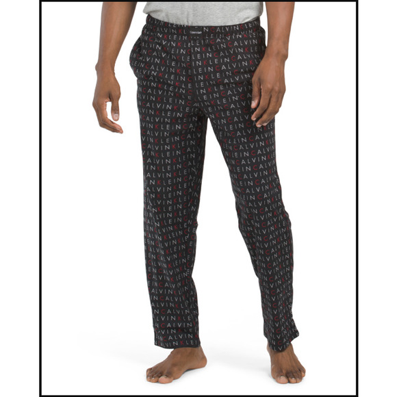 CALVIN KLEIN Fleece Pajama Lounge Sleep Pants Large Black Allover Logo MSRP$42 - Picture 2 of 8